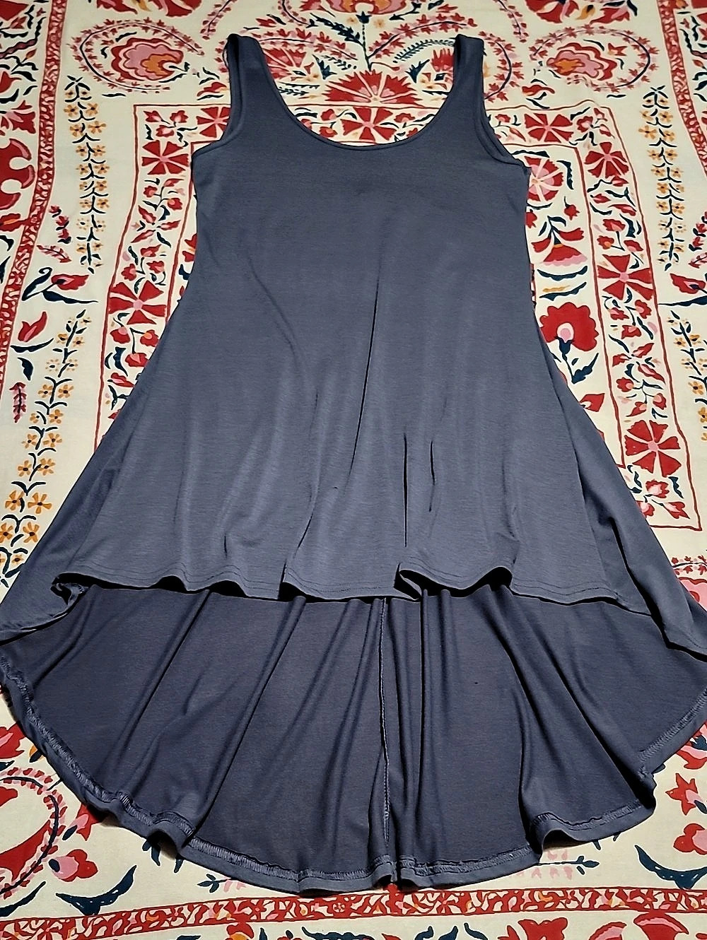 NWT Angie Flowy Boho Knit High Low Swing Dress in Slate Blue